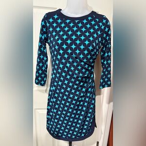 Donna Morgan Navy and Teal Print Dress